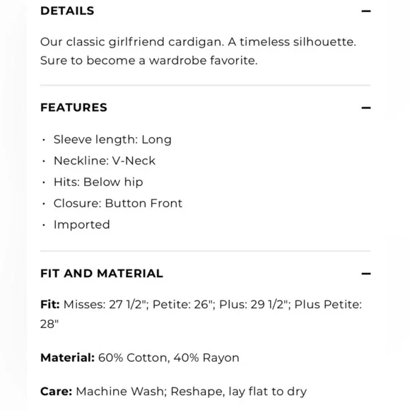 Women’s Talbots Button Front Girlfriend Cardigan Long Sleeve V-Neck Sweater XS - Picture 14 of 16